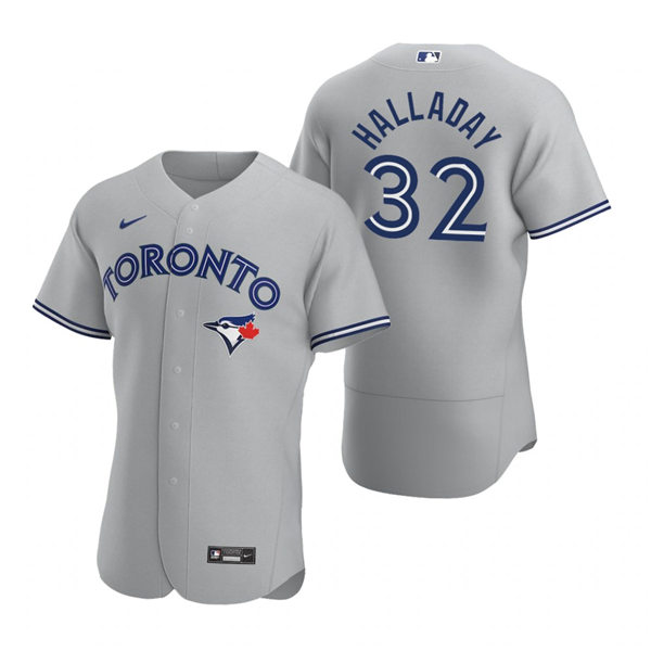 Men's Toronto Blue Jays Retired Player #32 Roy Halladay Nike Gray Road Flex Base Jersey