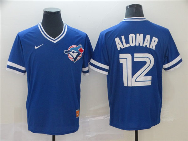 Men's Toronto Blue Jays Retired Player #12 Roberto Alomar Nike Royal Pullover Cooperstown Collection Jersey