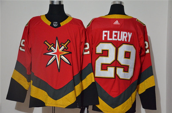 Mens Vegas Golden Knights #29 Marc-Andre Fleury 2021 Red Season Reverse Retro Jersey