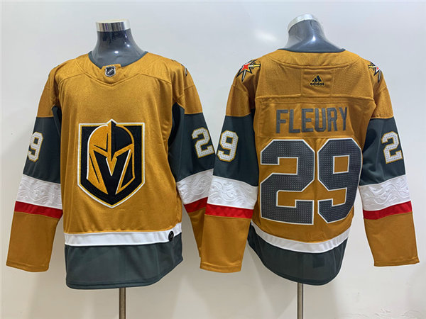 Mens Vegas Golden Knights #29 Marc-Andre Fleury Gold Adidas Stiched NHL Jersey