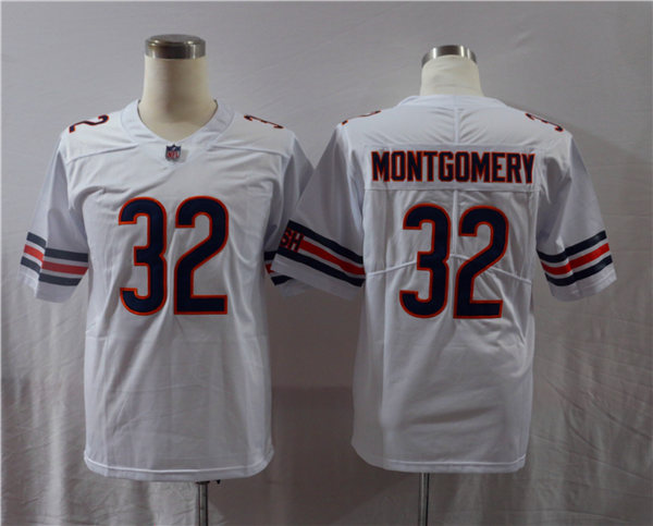 Men's Chicago Bears #32 David Montgomery Nike White Vapor Limited Footbll  Jersey