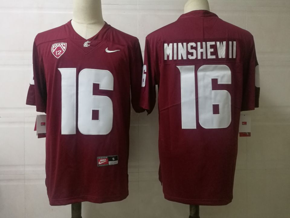 Men's Washington State Cougars #16 Gardner Minshew II Nike Red Stitched NCAA Football Jersey