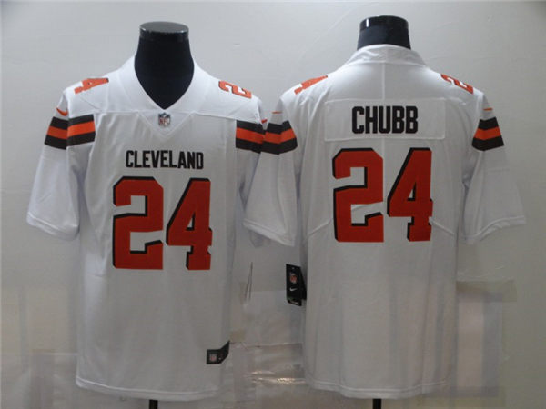 Men's Cleveland Browns #24 Nick Chubb Stitched Nike White Vapor Player Limited Jersey