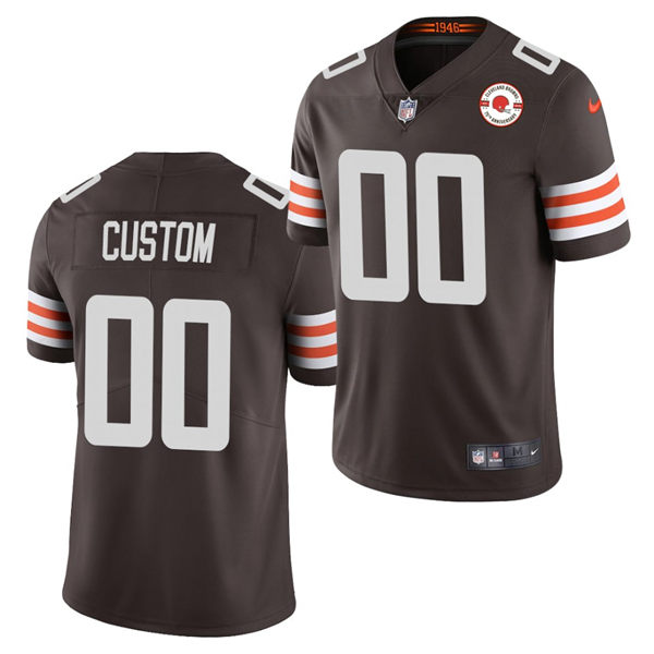 Men's Custom Cleveland Browns Brown 75th Anniversary Patch Nike Vapor Limited Jersey