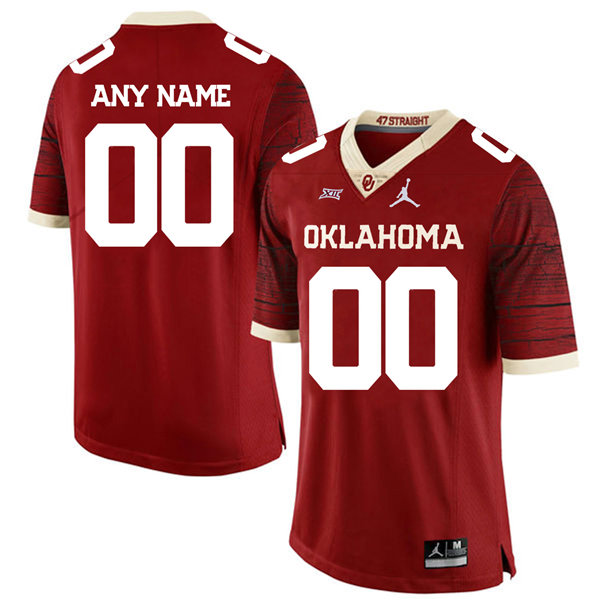 Mens Oklahoma Sooners Custom Jordan Crimson Limited Football Jersey