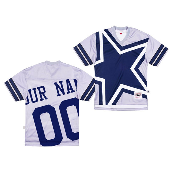 Men Dallas Cowboys Custom Nike Gray Big Face Jersey