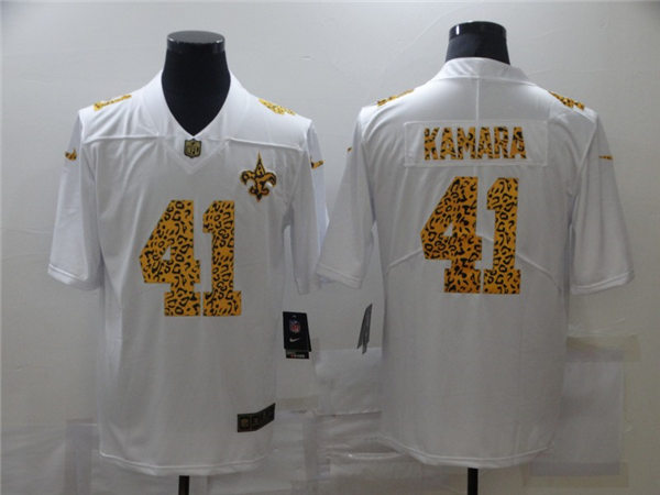 Men's New Orleans Saints #41 Alvin Kamara White Nike Leopard Fashion Football Jersey