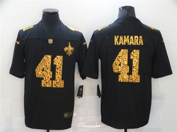 Men's New Orleans Saints #41 Alvin Kamara Black Nike Leopard Fashion Football Jersey