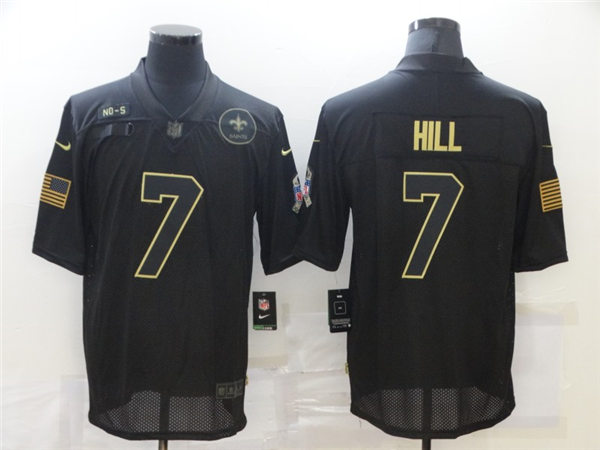 Men's New Orleans Saints #7 Taysom Hill  Nike Black 2020 Salute To Service Limited Jersey
