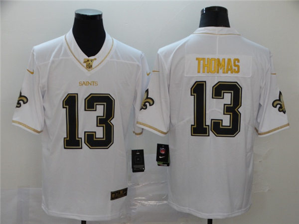 Men's New Orleans Saints #13 Michael Thomas White Gold Retro Football Jersey