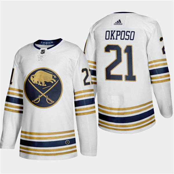 Mens Buffalo Sabres #21 Kyle Okposo White 50th Season Premier Player Jersey
