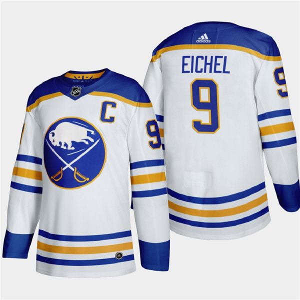 Men's Buffalo Sabres #9 Jack Eiche Adidas White Away Premier Royal Jersey