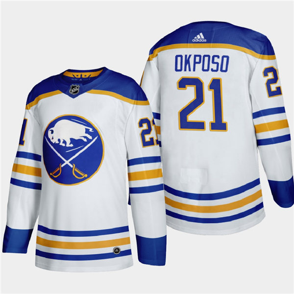Men's Buffalo Sabres #21 Kyle Okposo Adidas White Away Premier Royal Jersey