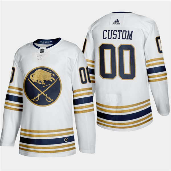 Mens Buffalo Sabres Custom Jake McCabe Kyle Okposo Brian Gionta Dominik Hasek White 50th Season Premier Jersey