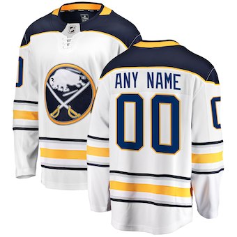 Mens Buffalo Sabres Custom Dylan Cozens Rasmus Dahlin Rasmus Ristolainen Jeff Skinner White Navy Away Jersey