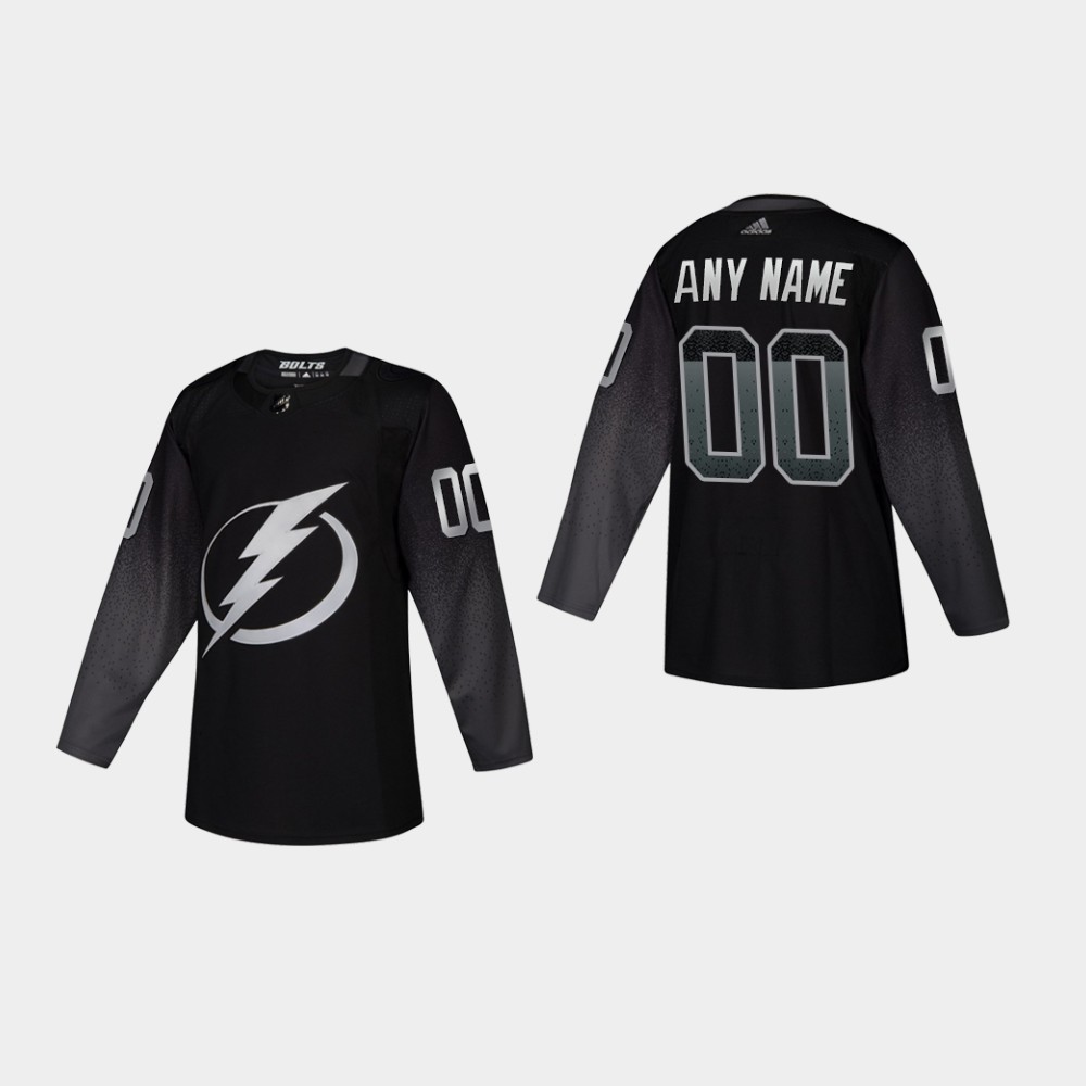 Men's Tampa Bay Lightning Custom Adidas Alternate Black Jersey