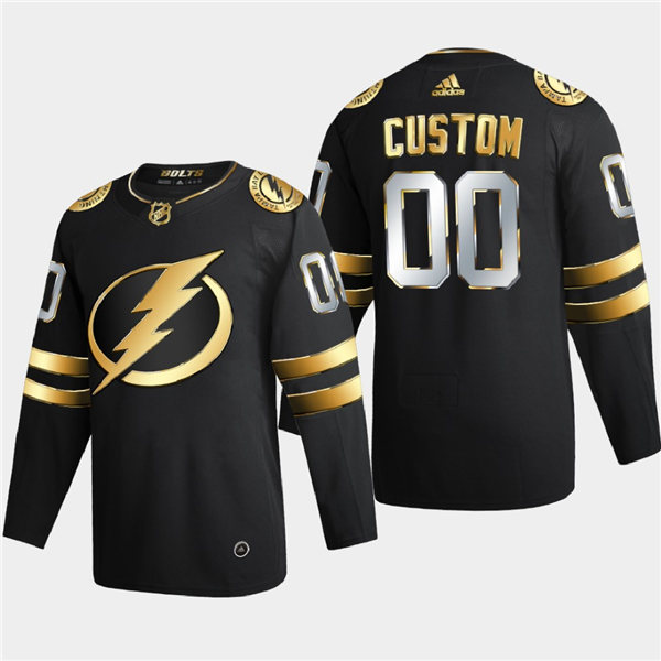 Men's Tampa Bay Lightning Custom 2021 Adidas Black Golden Limited Edition Jersey 
