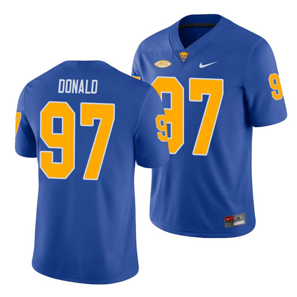 Mens Pittsburgh Panthers #97 Aaron Donald Nike Royal College Football Game Jersey