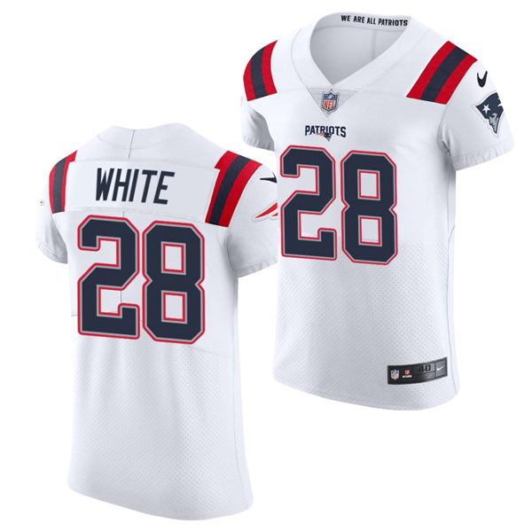 Men's New England Patriots #28 James White Nike White Vapor Untouchable Limited Jersey