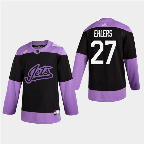 Men's Winnipeg Jets #27 Nikolaj Ehlers Adidas Hockey Fights Cancer Practice Black Jersey
