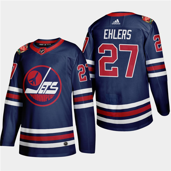 Men's Winnipeg Jets #27 Nikolaj Ehlers adidas 2019-20 Navy Heritage WHA Classic Jersey