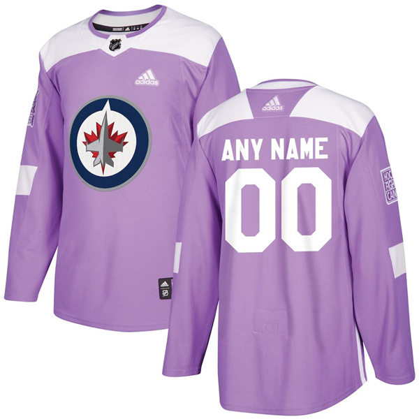 Men's Winnipeg Jets adidas Purple Hockey Fights Cancer Custom Practice Jersey