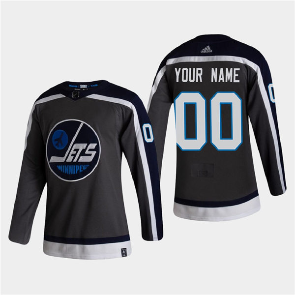 Men's Winnipeg Jets Custom adidas 2021 NHL Season Reverse Retro Authentic Gray Jersey