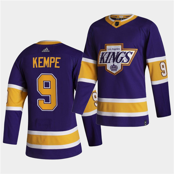 Men's Los Angeles Kings #9 Adrian Kempe 2021 Purple Adidas NHL Reverse Retro Jersey