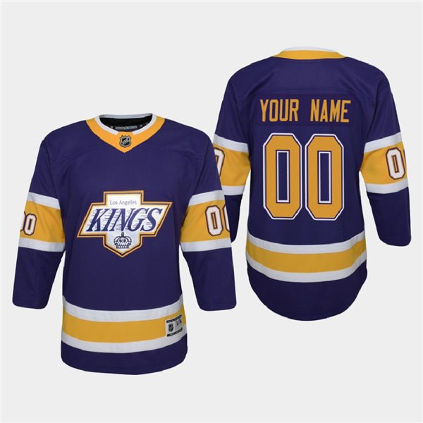 Youth Los Angeles Kings Custom 2021 Purple Adidas NHL Reverse Retro Jersey