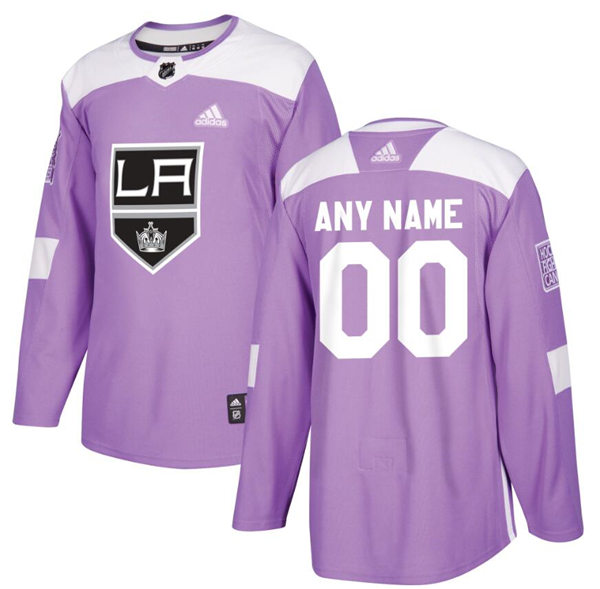 Men's Los Angeles Kings adidas Purple Hockey Fights Cancer Custom Practice Jersey