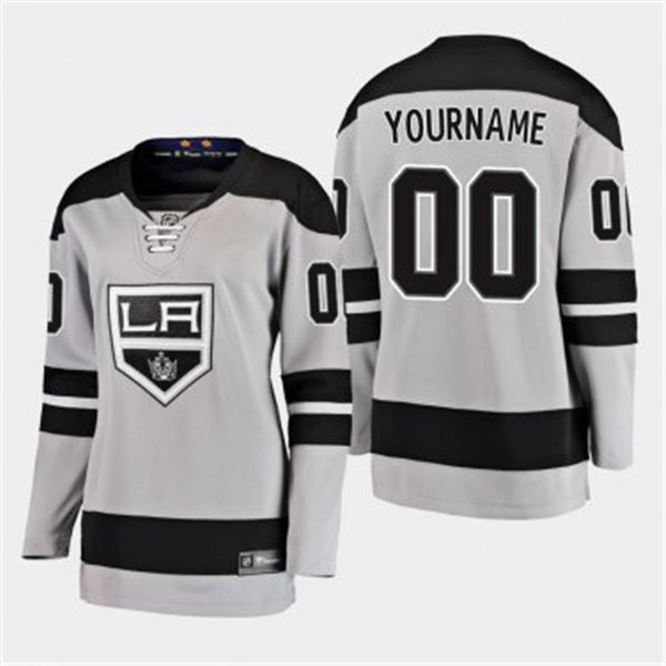 Women's Los Angeles Kings Custom adidas Alternate Grey Stitched NHL Jersey