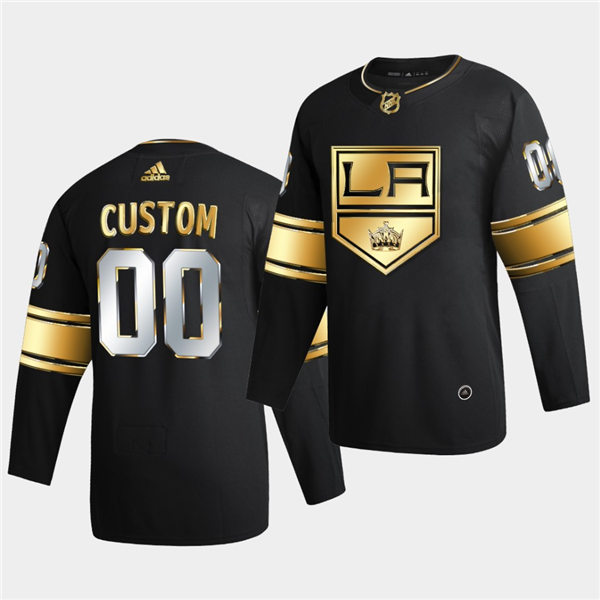 Men's Los Angeles Kings Custom 2020-21 adidas Black Golden Edition Limited Authentic Jersey