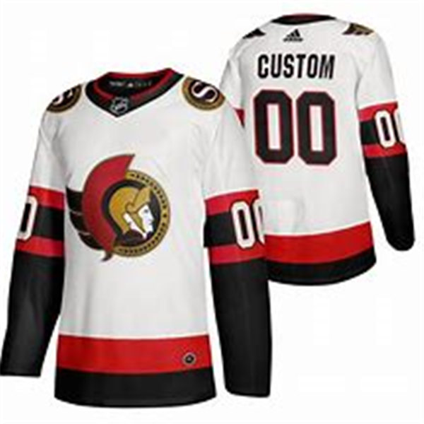 Mens Ottawa Senators Custom Daniel Alfredsson Jason Spezza Chris Phillips Frank Finnigan White Black Throwback Adidas Jersey