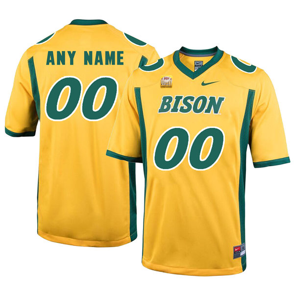 Mens North Dakota State Bison Custom Gold Nike NCAA Football Jersey 