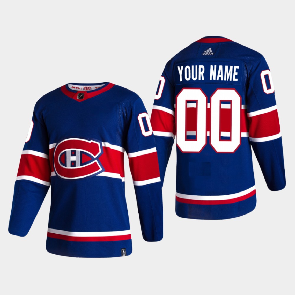 Men's Montreal Canadiens Custom adidas 2021 Season Reverse Retro Authentic Special Edition Blue Jersey