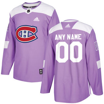 Men's Montreal Canadiens adidas Purple Hockey Fights Cancer Custom Practice Jersey