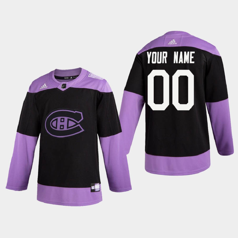 Men's Montreal Canadiens Custom adidas 2020 Hockey Fights Cancer Practice Black Jersey