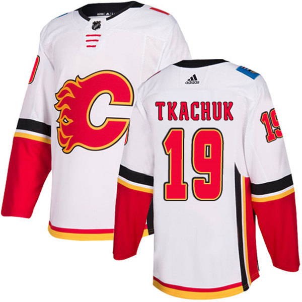Men's Calgary Flames #19 Matthew Tkachuk Adidas White Away
