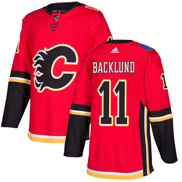 Men's Calgary Flames #11 Mikael Backlund adidas Red Home Jersey