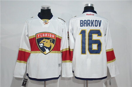 Men's Florida Panthers  #16 Aleksander Barkov Adidas White Away Jersey