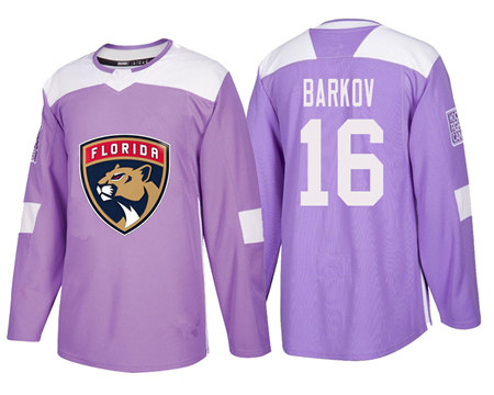 Men's Florida Panthers  #16 Aleksander BarkovPurple Hockey Fights Cancer Practice Jersey