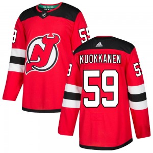 Mens New Jersey Devils #59 Janne Kuokkanen Adidas Home Red Jersey
