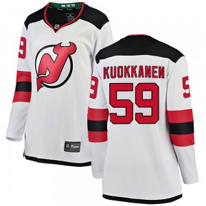Mens New Jersey Devils #59 Janne Kuokkanen Adidas Away White Jersey