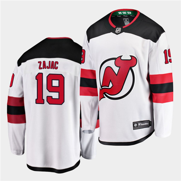 Mens New Jersey Devils #19 Travis Zajac Adidas Away White Jersey