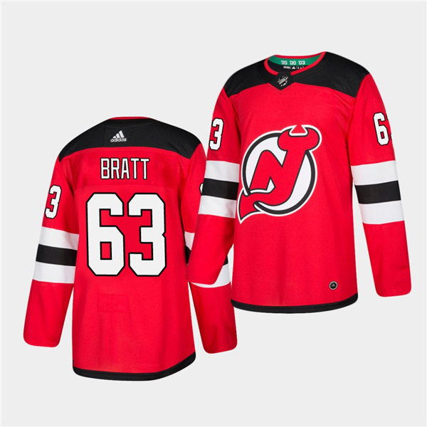 Mens New Jersey Devils #63 Jesper Bratt Adidas Home Red Jersey