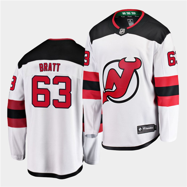 Mens New Jersey Devils #63 Jesper Bratt Adidas Away White Jersey