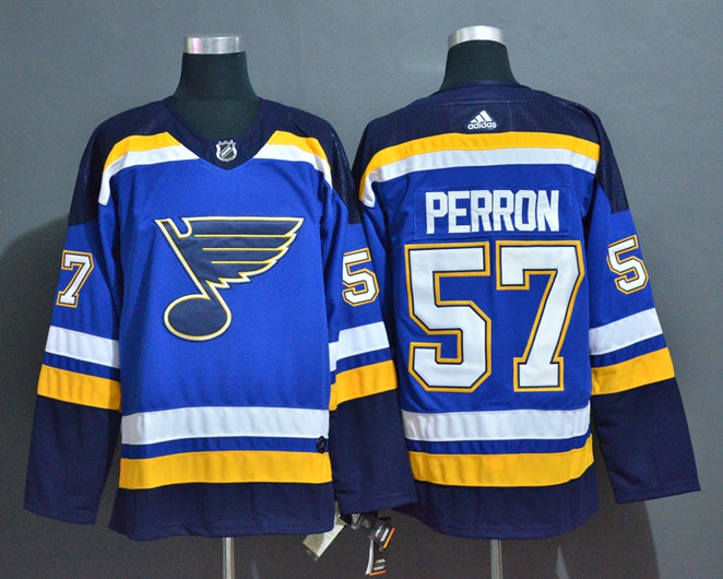 Men's St. Louis Blues #57 David Perron adidas Home Blue Jersey