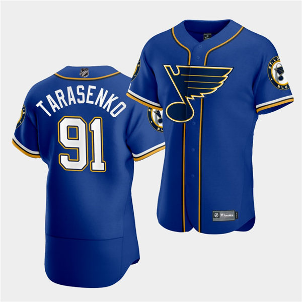 Men's St. Louis Blues #91 Vladimir Tarasenko 2020 NHL X MLB Crossover Edition Royal Baseball Jersey