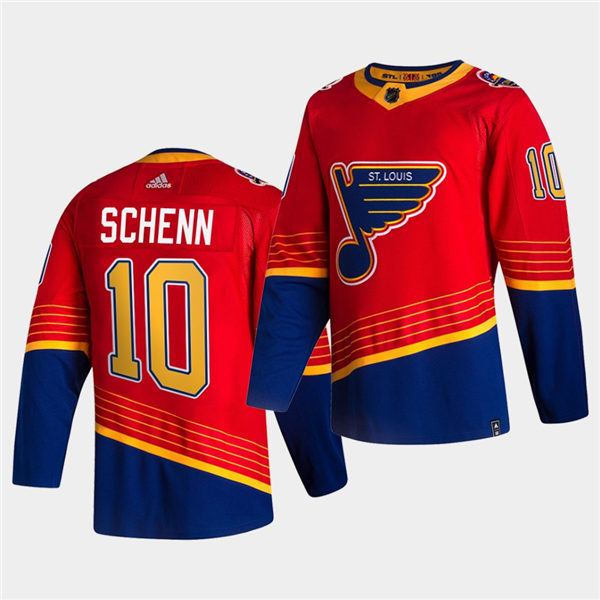 Men's St. Louis Blues #10 Brayden Schenn 2021 Red Blue Reverse Retro Jersey