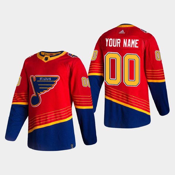 Men's St. Louis Blues Custom adidas 2021 Red Blue Reverse Retro Jersey